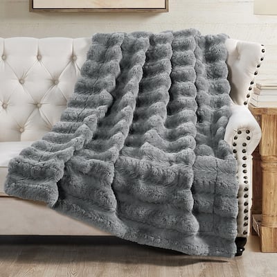 Home Soft Things Tread PatternRabbit FauxFur Throw Thick Cozy Blanket
