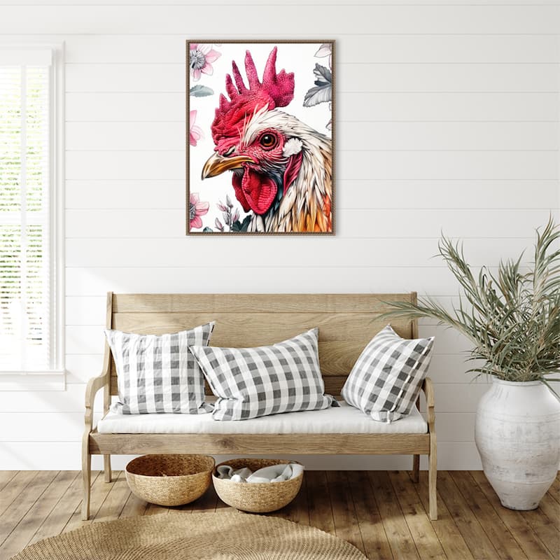 Red Rooster by Justyna Jaszke Framed Canvas Wall Art