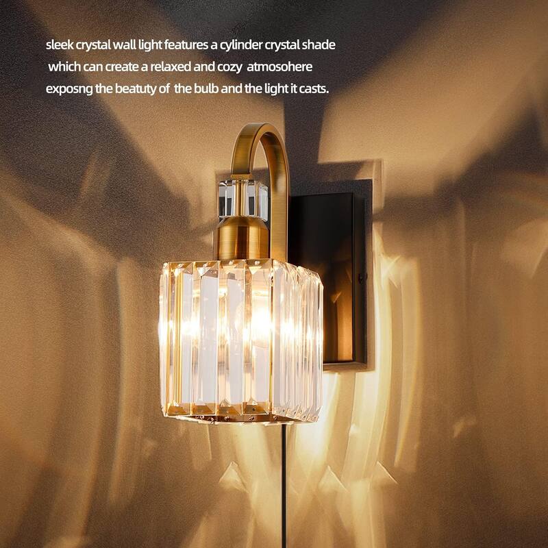 Plug in hallway light gold+black wall light metal bathroom light