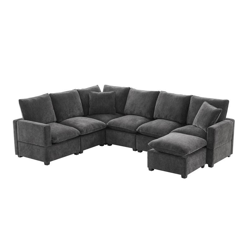 Modern Chenille Multi-Seat Sectional Sofa