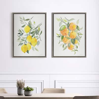 Kate and Laurel Sylvie Citrus Framed Canvas Art by Patricia Shaw