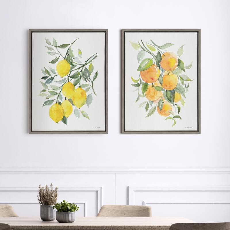Kate and Laurel Sylvie Lemon Citrus Framed Canvas by Patricia Shaw