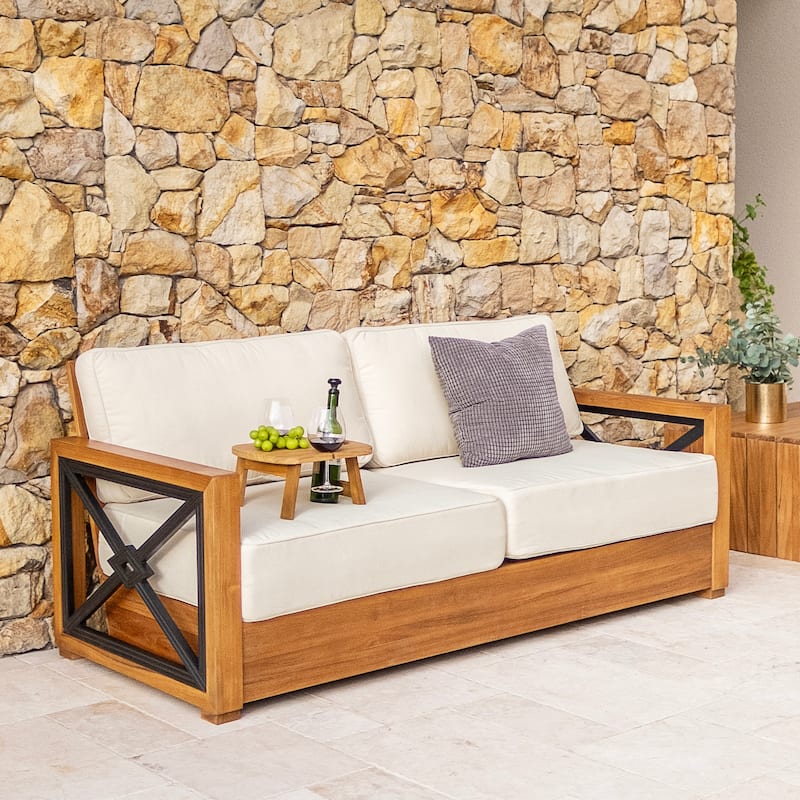 Cambridge Casual Provence Teak Outdoor Sofa - Ivory