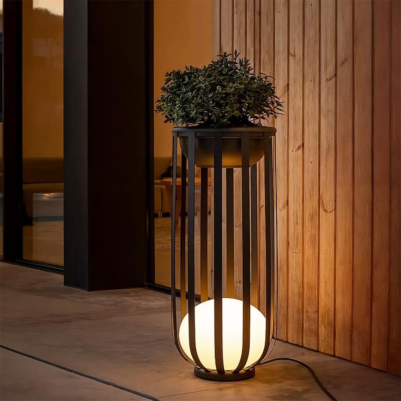 Waterproof Outdoor Floor Lamp, Outdoor Solar Power LED Plant Stand
