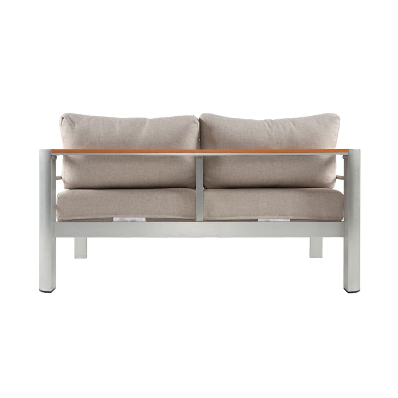 Christopher Knight Home - Everett Outdoor Aluminum Love Seat with Cushions and Rust-Resistant Frame