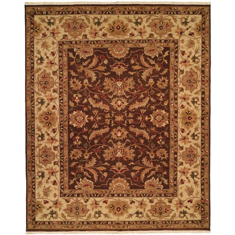 Traditional Brown Flatweave Wool Area Rug - 10' Round - Brown