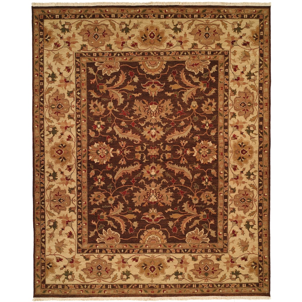 Traditional Brown Flatweave Wool Area Rug