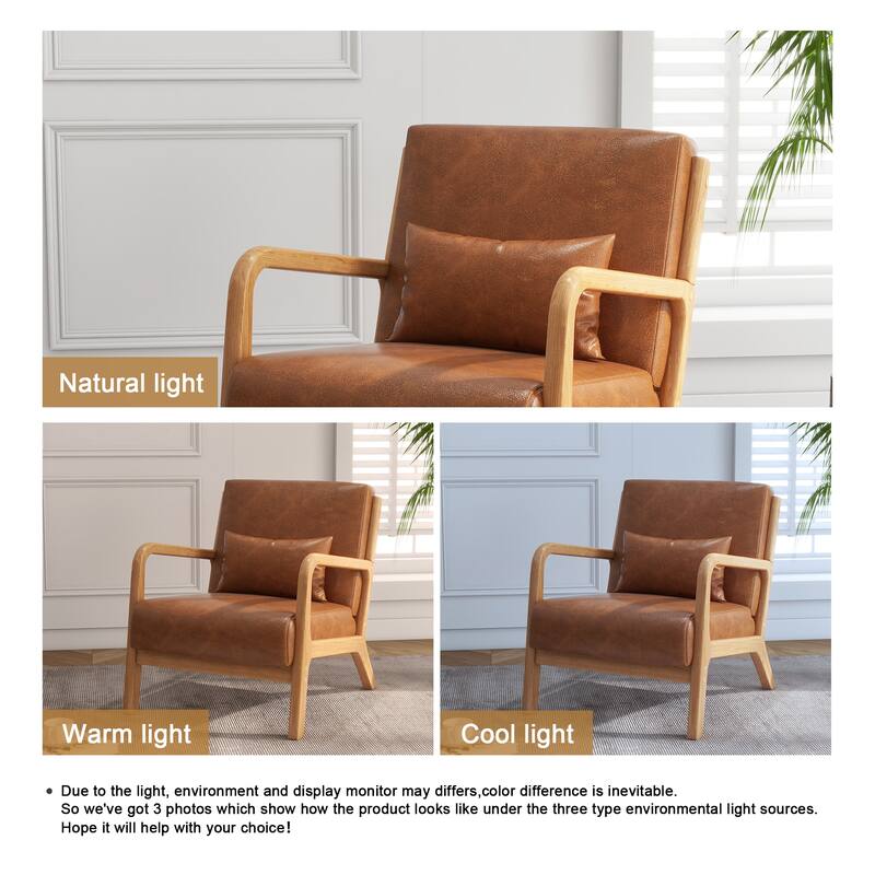 Mid Century Solid Wood Upholstered Accent Chair