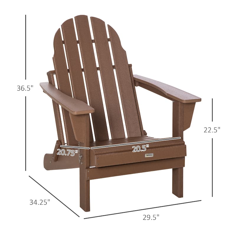 Folding Adirondack Chair, Faux Wood Patio & Fire Pit Chair, Weather Resistant Hdpe For Deck, Outside Garden, Porch, Backyard
