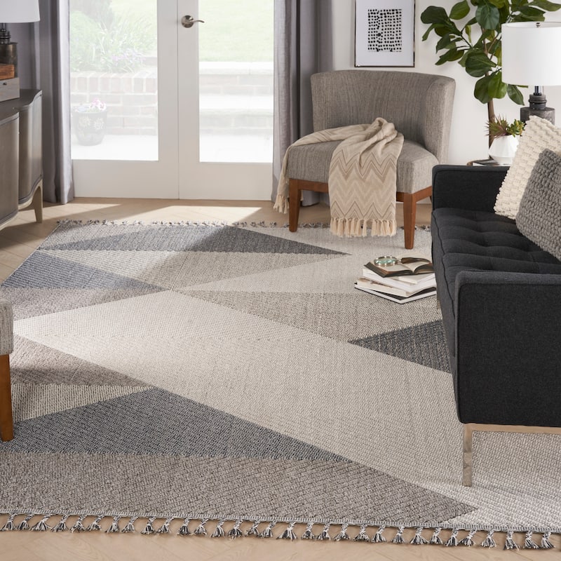 Nourison Elwood Contemporary Geometric Area Rug - 9' x 12'2" - Grey/Slate