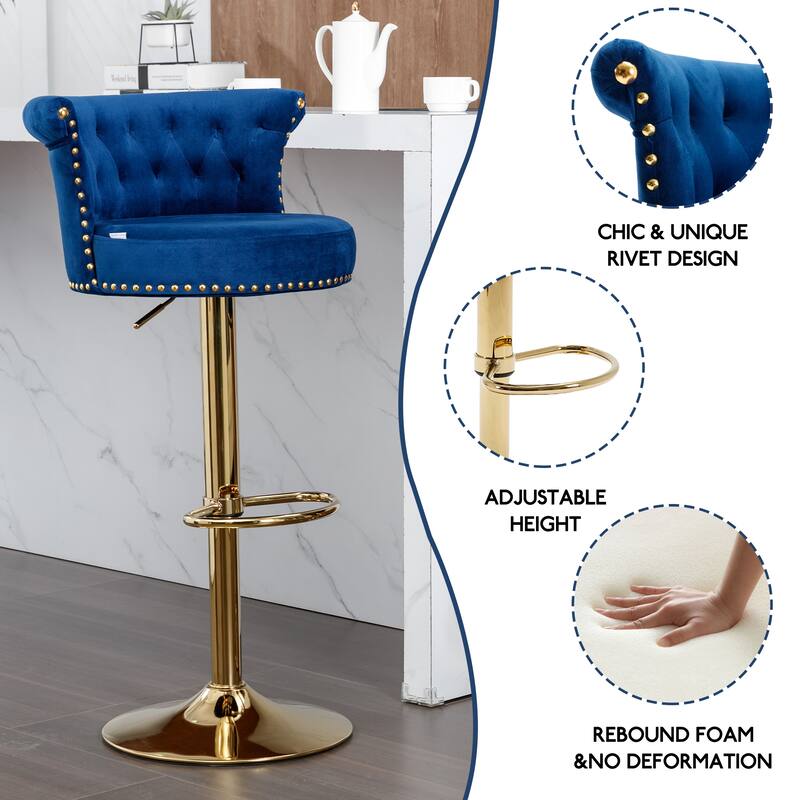 HOMEFUN Swivel Bar Stools Set of 2 Adjustable Counter Height Chairs with Footrest for Kitchen, Dining Room 2PC/SET