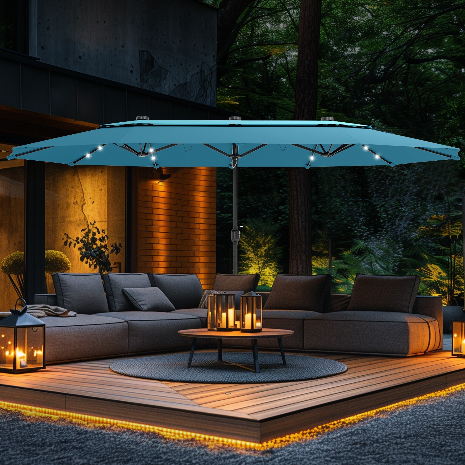 buy large patio umbrella SUPERJARE 15ft with Base included, Double Sided Outdoor Umbrella with Solar Lights, Pool Umbrella with Fade Resistant Canopy for Deck, Porch, Yard, Balcony, Beige : Patio, Lawn providing you with breathable comfort in any weather MAISON ARTS 15ft 2-Tier Vented