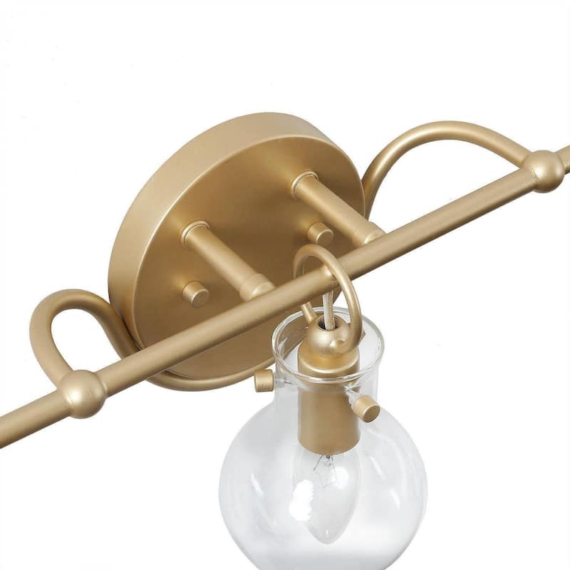 Modern Gold 3-Light Bathroom Vanity Light Wall Sconces with Glass Shade