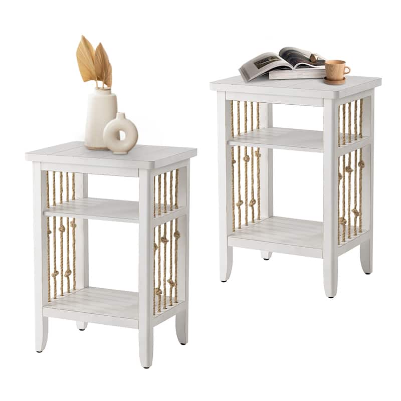 COSIEST Mid-Century Modern Nightstands with Drawer (Set of 2)