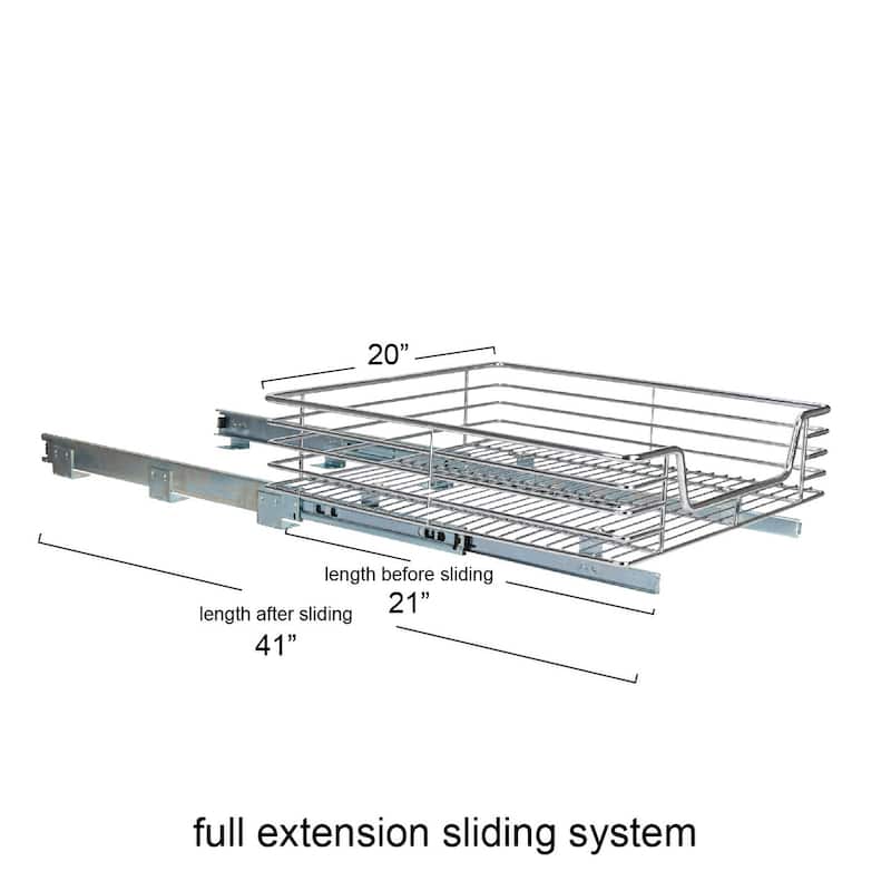 Household Essentials Multipurpose Chrome-Plated Steel Pull-Out/Slide-Out Storage Organizer - 21.0"L x 20.0"W x 7.3"H