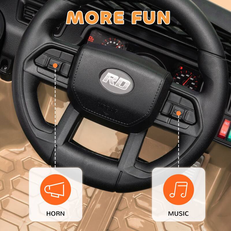 Battery-Powered Kids Electric Ride On Car with Horn, Music, Parental Remote Control, 3 Speeds and Smooth Suspension Wheels