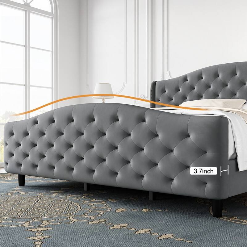 Bed Frame with Sturdy Metal Slats Support