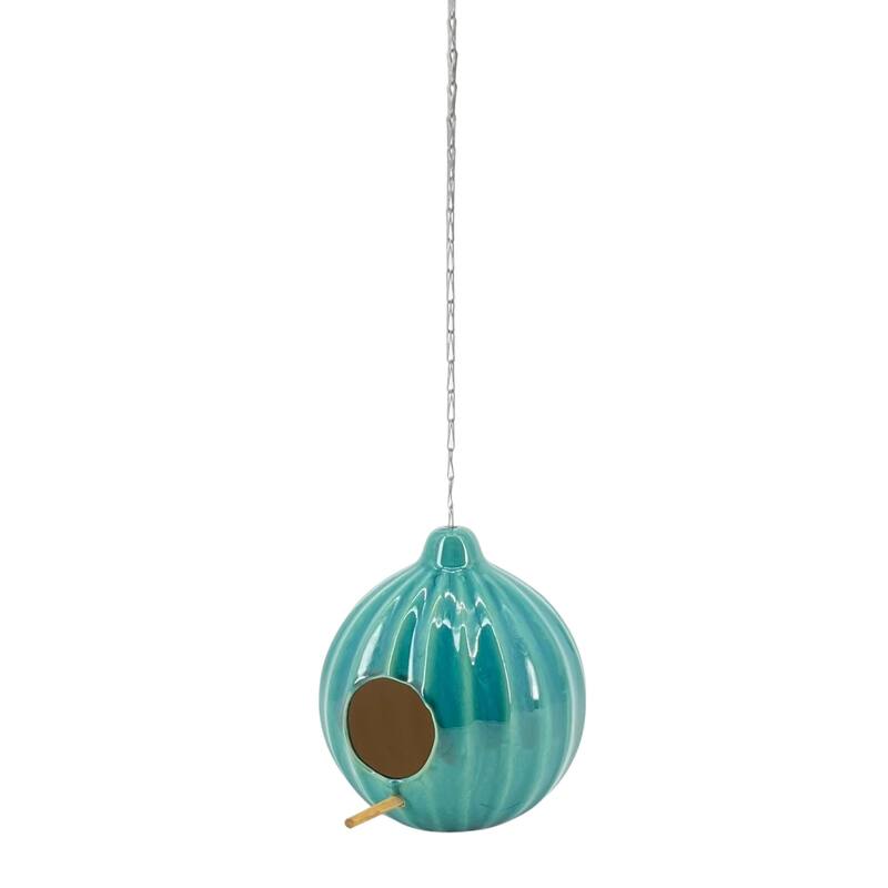 Ceramic 8-Inch Round Ruffled Birdhouse