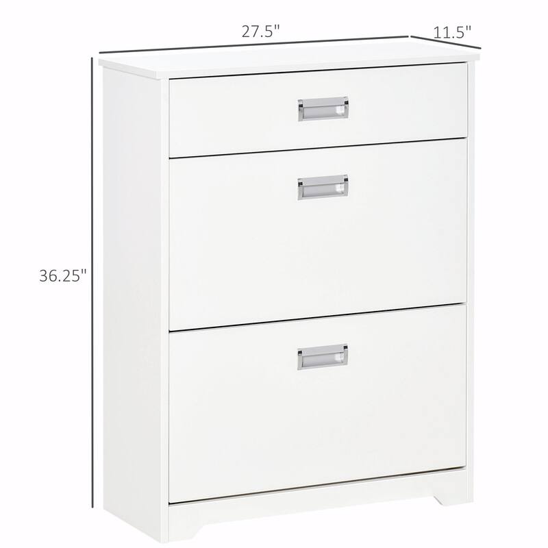 Modern 3-Drawer Shoe Cabinet with Adjustable Shelf and 2 Flip Doors