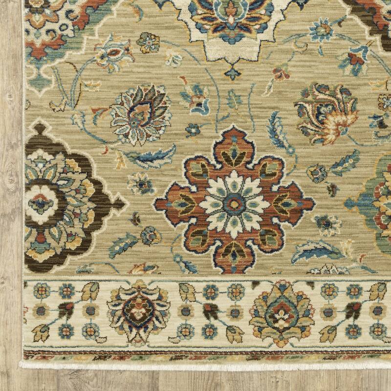 Style Haven Federica Bohemian Panel Tan/Multi Fringe Edge Area Rug