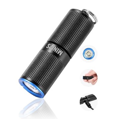 Mini Keychain Flashlight Rechargeable 200 Lumens Waterproof LED - 0.6” Dia. X 1.98”