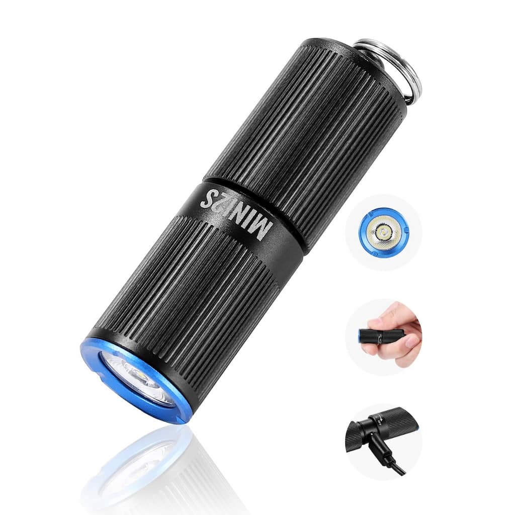 Mini Keychain Flashlight Rechargeable 200 Lumens Waterproof LED - 0.6” Dia. X 1.98”