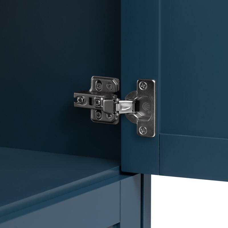 Roomfitters 30" Vanity with Ceramic Sink, Freestanding Cabinet with Gold Handles and Soft Closing Doors, Modern Look, Blue