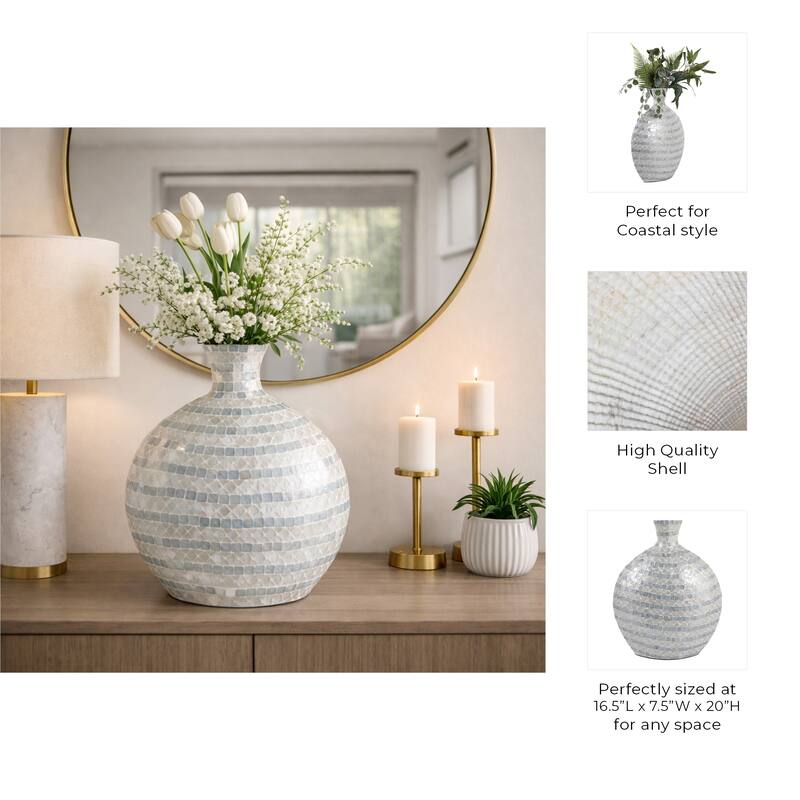 Decorative Vase - Ceramic Capiz Mosaic Gourd