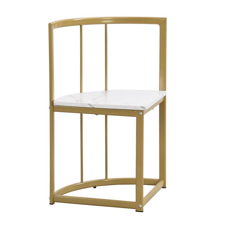Modern 7-Piece Metal Frame Dining Table Set with Half-Round Table & 6 Chairs