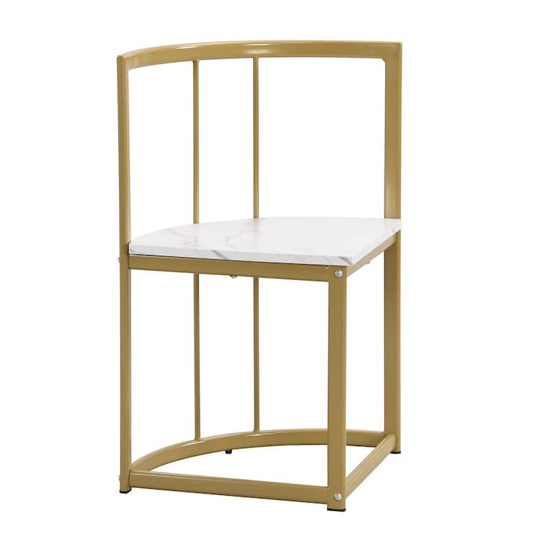 Roomfitters Modern 7-Piece Dining Table Set, 55" Faux Marble Kitchen Table with 6 Space-Saving Metal Chairs for 6