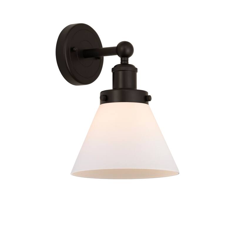Innovations Lighting 616-1W-12-8 Cone Sconce Cone 12" Tall Wall Sconce - Oil Rubbed Bronze / Matte White