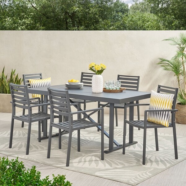 Shop Autry Outdoor Modern Industrial Aluminum 7 Piece ...