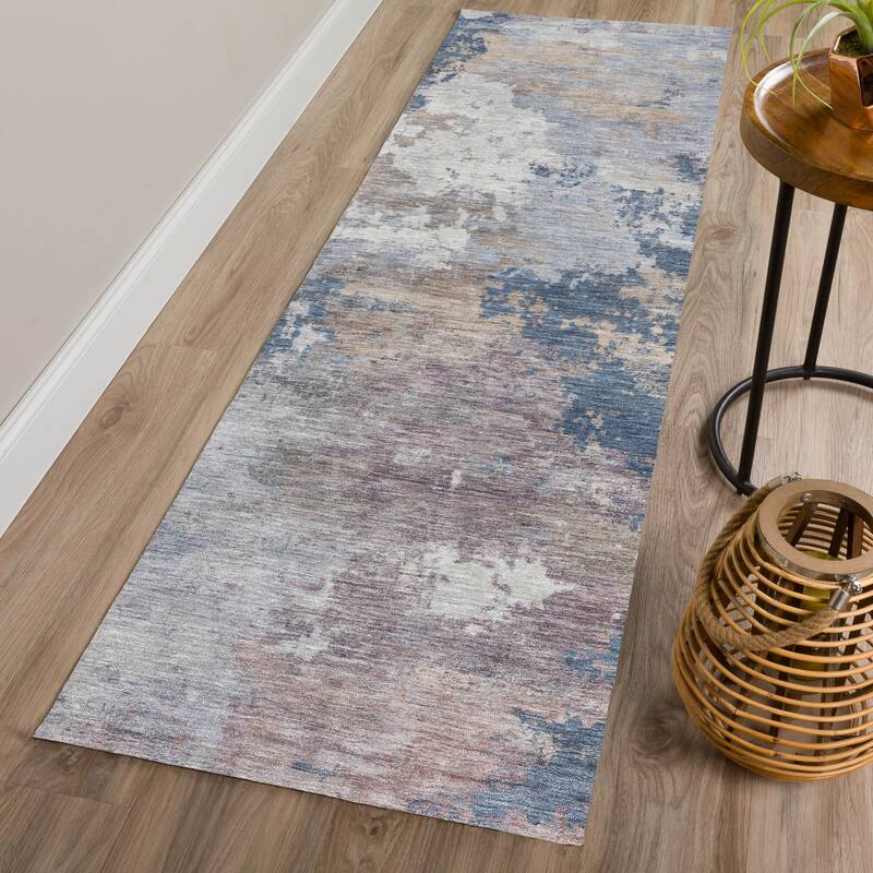 Machine Washable Indoor/ Outdoor Modern Contemporary Chantille Rug