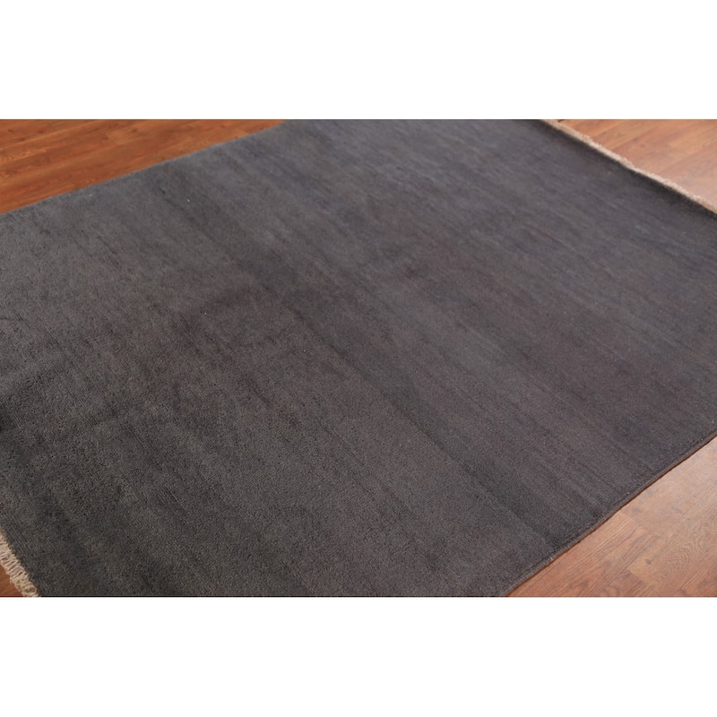Gray Blue Modern Gabbeh Oriental Rug Handmade Wool Carpet - 5'1" x 6'6"