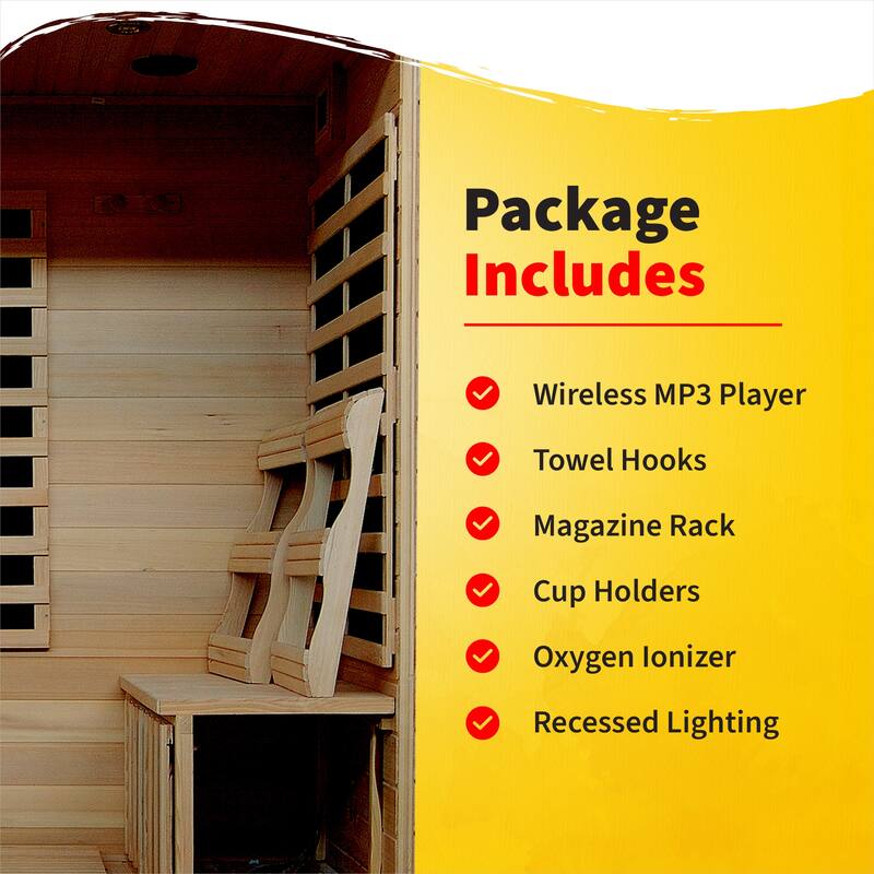 HeatWave Monticello 4-Person Hemlock Infrared Sauna with 9 Carbon Heaters
