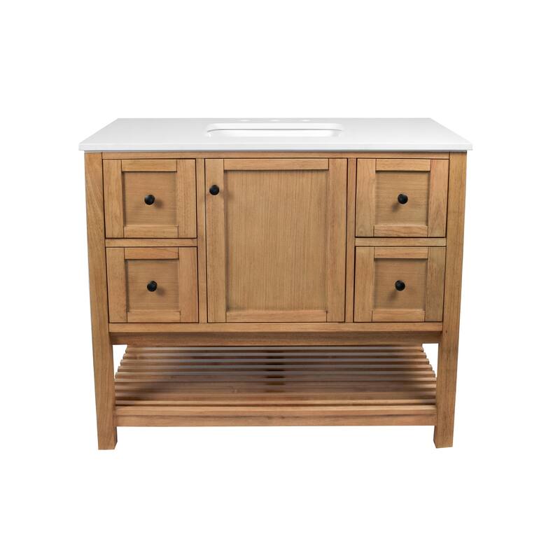 KitchenBathCollection Lakeshore 42" Bathroom Vanity with Engineered White Top