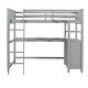 preview thumbnail 33 of 43, Twin Size Loft Bed Kids Bed Frame Wooden Storage Bed with Desk, Shelves, Pull-out Drawers, Ladder and Guardrail