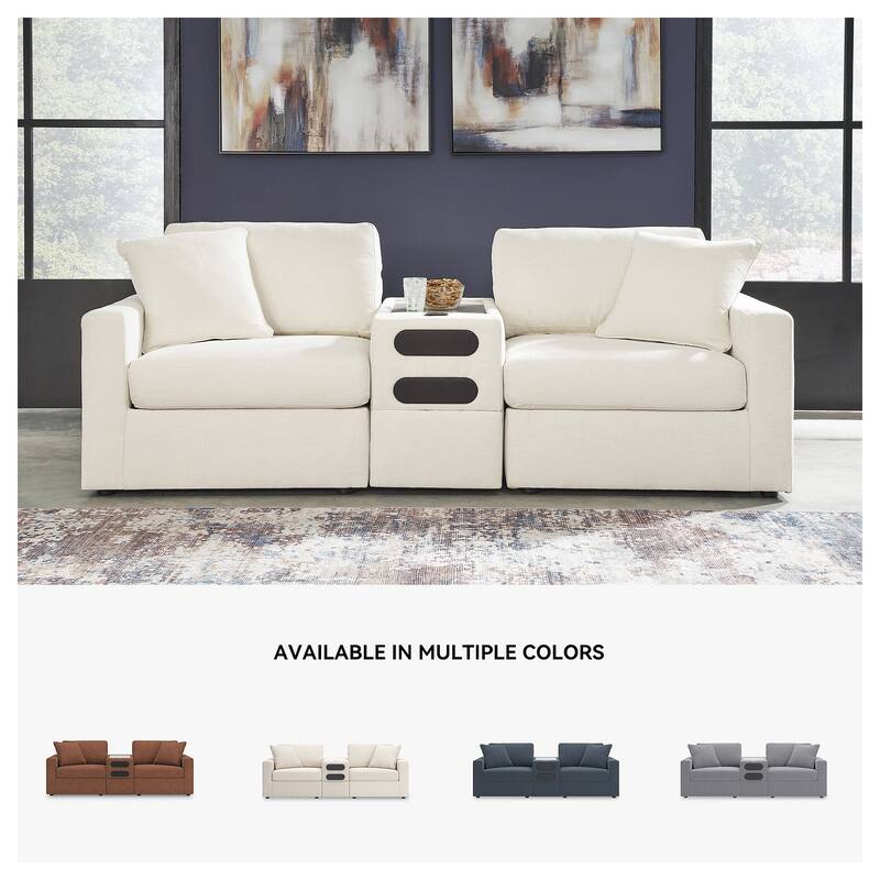 Signature Design by Ashley Modmax 3-Piece Sectional with Audio Console - 93" W x 37" D x 36" H