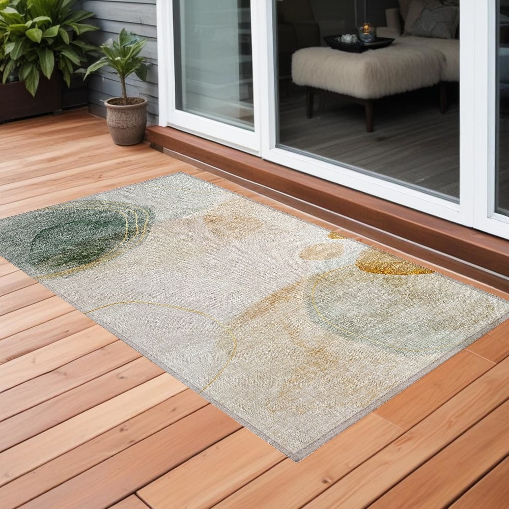 Belu Artistic Abstract Weather Resistant Timeless Fusion Outdoor Rug