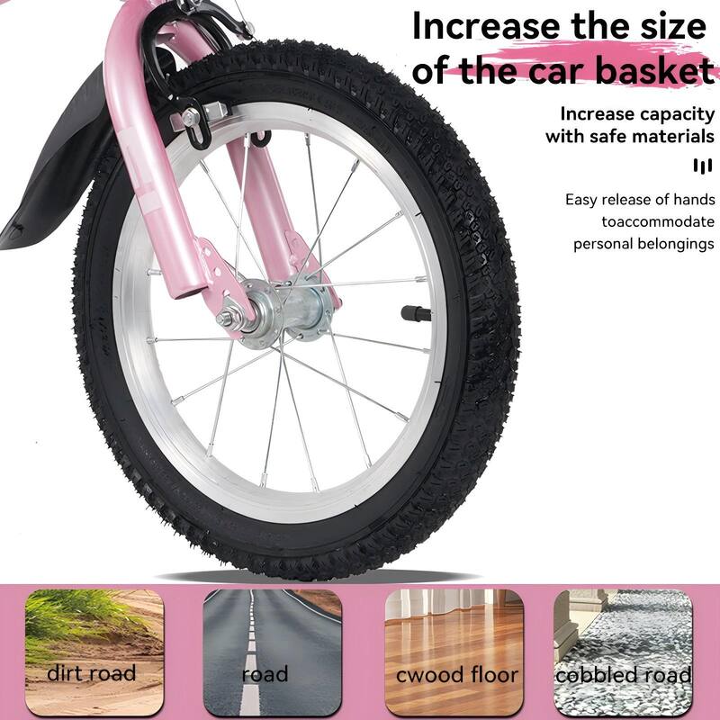 18 Inch Kids Bike with Adjustable Saddle, Dual Brakes and Training Wheels Steel Frame Bicycle for Ages 5-10