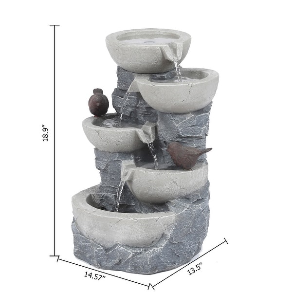Grey Resin Tiered Pots Outdoor Fountain by Havenside Home