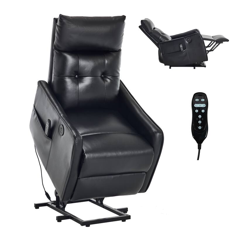 PU Leather Power Lift Recliner Chair with Massage & Heat, Single Motor Heavy Duty Electric Recliner, Sofa Chair with USB Port