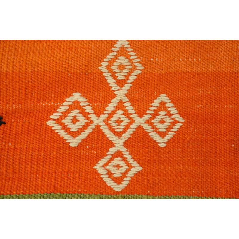 Hand Woven Oriental 100% Wool Carpet Southwestern Tribal Oranges & Rust Kilim Area Rug - 9' 6'' X 5' 10''