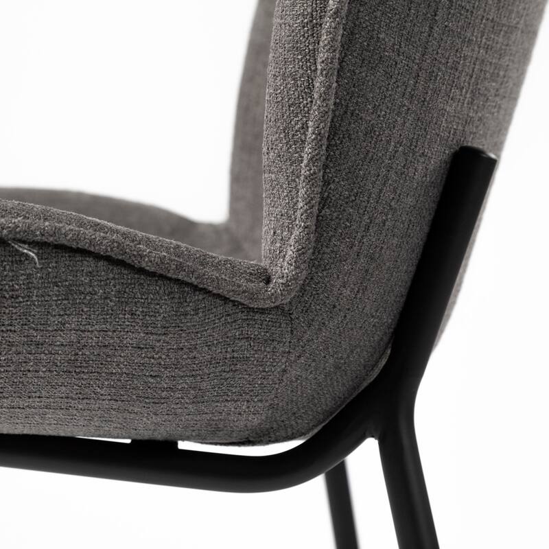 Inala Grey Upholstered Seat w/ Black Iron Frame Dining Chair (Set of 2) - 21.2"W x 25.5"D x 34.2"H