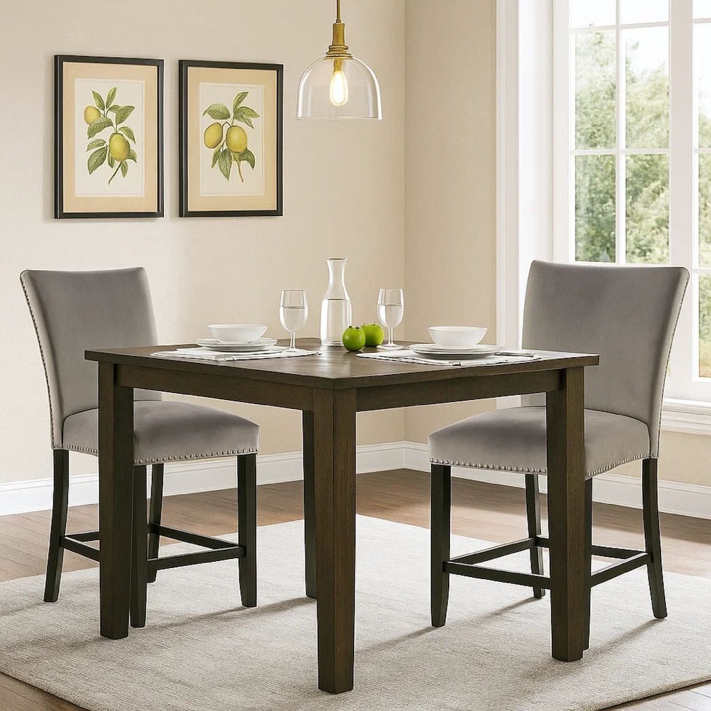 Counter Height Side Chair with Padded Seating, Set of 2, Gray