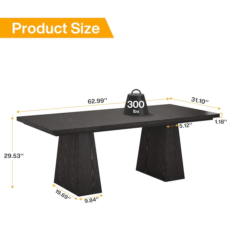 63-inch Rustic Wooden Dining Table for 4