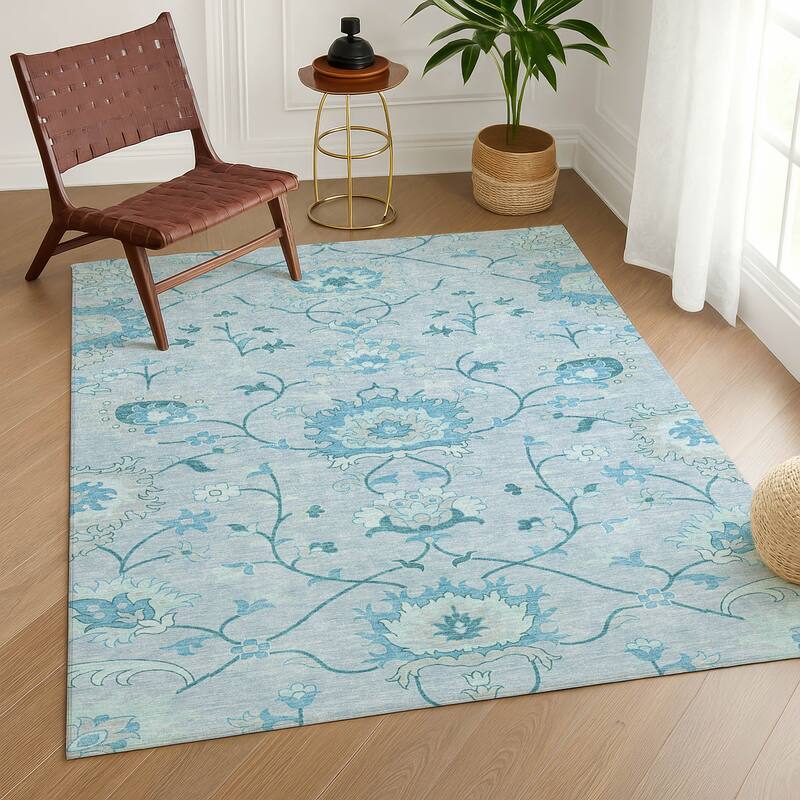 Machine Washable Indoor/ Outdoor Traditional Serena Chantille Rug