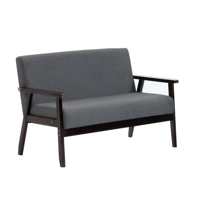 Gala 45, 47 Inch Modern Loveseat and Coffee Table Set, Dark Gray, Brown