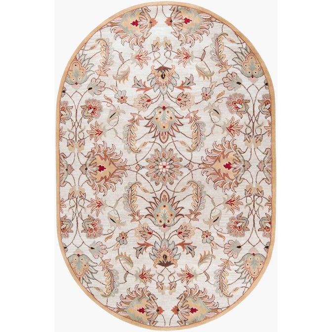 Livabliss Caesar Traditional Area Rug - 6' x 9' Oval - Grey/Brown
