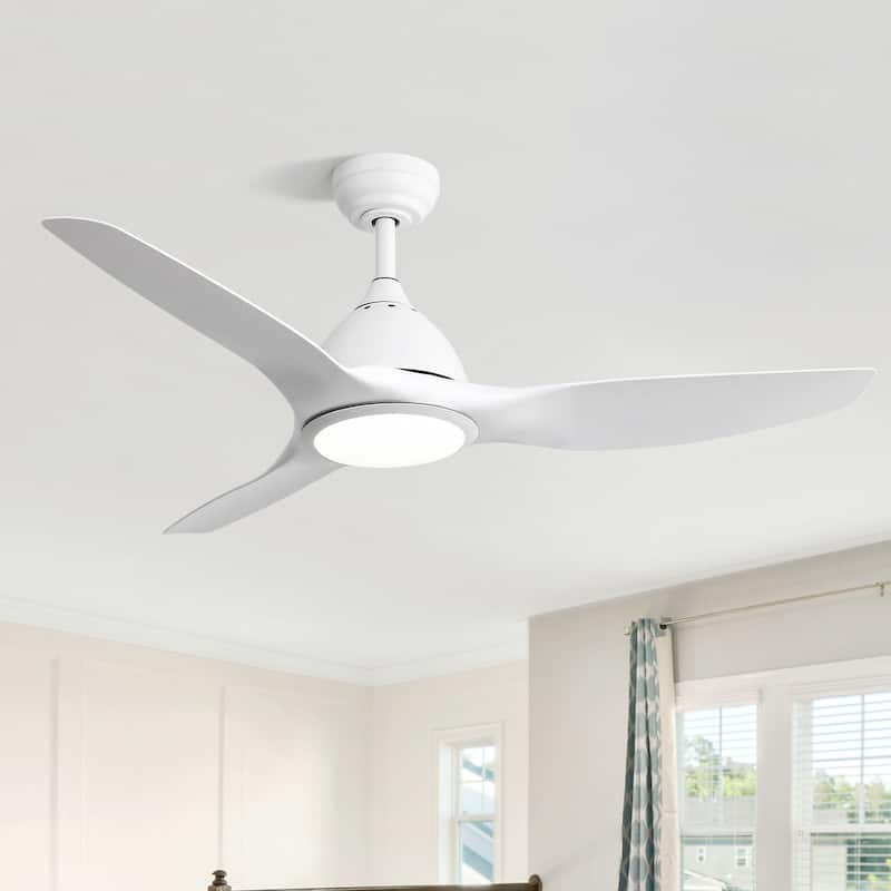52" High CFM Modern Ceiling Fan with Remote Control and Reversible Blades With Light - White with light